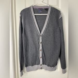 Cotton Reel Blues Men’s Gray Cotton Wool Preppy Academia Cardigan Sweater L